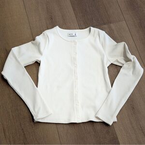 Y2K Hollister Henley Top Women XS Long Ribbed Cropped Long Sleeves V-Neck Button